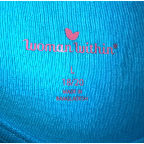 Woman Within Blue Short Sleeve Scoop Neck T-Shirt Size Large 18/20 - Picture 3 of 3